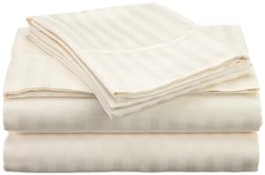 HN International Group Castle Hill 500 Thread Count 100-Percent Egyptian Cotton Sateen Stripe Sheet Set