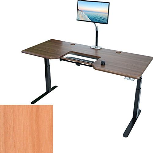 Omega EVEREST Electric Adjustable Height Standing Desk w/ SteadyType Adjustable Ergonomic Keyboard Tray Built-In - 4 Programmable Height Presets - Black Base ( Almond Cherry Desktop, 30" x 72" )