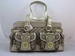 AUTHENTIC Coach Legacy Signature Large Satchel Handbag Khaki Gold Platinum Metallic F13131