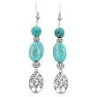 Tree of Life Dangle Earrings in Sterling Silver with Turquoise Gemstone Beads, #7499