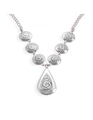 MMA Silver - 16 inch Link Necklace with multishape oxidized ornate design
