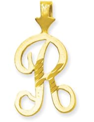 10k Yellow Gold Initial R Pendant. Metal Wt- 0.93g