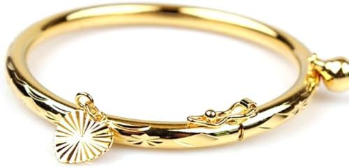 (Dream4girls)24k Yellow Gold Plated Handcarved Baby Bangle Openable Bracelet Jewelry for Kids
