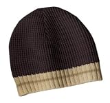 NEW District Threads - Waffle Beanie with Ribbed Edge Brown/Khaki/Nutmeg-OSFA