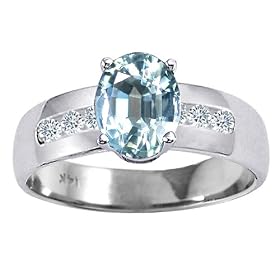 1.53 cts Genuine Aquamarine Ring - 14kt White or Yellow Gold LIFETIME... by Finejewelers