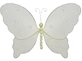 11 White Isabella Butterflies - Hanging Nylon Butterfly Decorations Butterflies Wedding Nursery Room Wall Decor