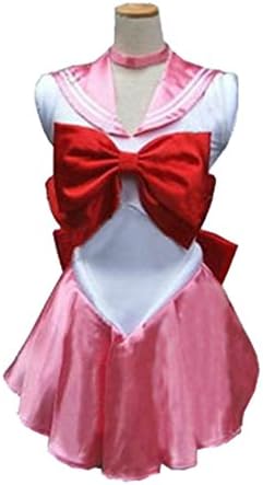 Dillian Womens Sailor Moon Mars Costume Cosplay Party Dress &amp; Gloves,Pink,M
