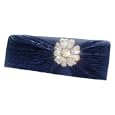 Satin Diamante Crystal Encrusted Clutch Bag Purse Evening Party'