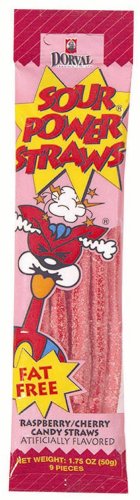 Sour Power Raspberry And Cherry Straws (Pack of 48) by Raspberry Candy