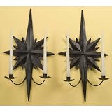 Pair Star Shape Cast Iron Candle Holder Sconces Wall Decor Home Decor
