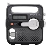 FR360 Solarlink - Radio digitale AM/FM/Ondes courtes autoaliment&eacute;e par Dynamo et Panneau Solaire avec Affichage LCD, R&eacute;veil, Lampe Torche et Chargeur de t&eacute;l&eacute;phones portables USB