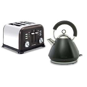 MORPHY RICHARDS ACCENTS BLACK KETTLE 1.5 LITRE (43773) & 4 SLICE BLACK TOASTER (44733) SET