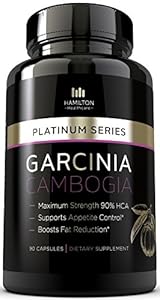 90% HCA EXTREME GARCINIA CAMBOGIA - 100% Pure Extract for Maximum Weight Loss -- All Natural Appetite Suppressant Formula with Potassium - NO CALCIUM - 90 Count Quality Veggie Capsules - Platinum Series Manufactured in an FDA Approved GMP Certified Laboratory Exclusively for Hamilton Healthcare