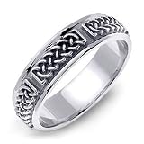 AODH 14K White Gold Chain Link Design Celtic Wedding Band Ring