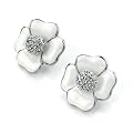 Flower Pierced Fashion Earrings White & Silver