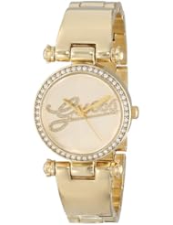 GUESS Womens U0287L2 Iconic Shine & Dazzle Crystal Logo Rose Gold-Tone Watch