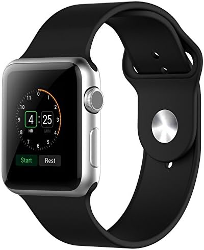 Clebsch Apple Watch Band, Soft Silicone Replacement Sport Band for Apple Watch (Black 42mm)