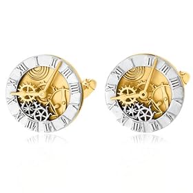 Watch Dial Cuff Links, 14 Karat Gold