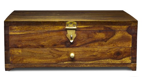 HomArt Hann Wood Stationery Box, Cognac Finish