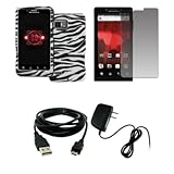 EMPIRE Verizon Motorola DROID Bionic Black and White Zebra Stripes Rubberiz ....