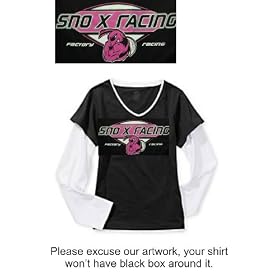 Skidoo LS tee - two tone - pink angry bee logo (snowmobile clothing) by SnowGirl Sportswear