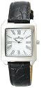 AK Anne Klein Women's Silvertone Black Croco-Grain Leather Watch #108211MPBK
