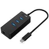 Aukey Type-C USB-C USB3.0 3ポートハブ PD(Power-Delivery)対応 充電可能 バスパワー 有線LAN付き 高速ハブ 軽量 コンパクト MacBook/ ChromeBook Pixel/ Nokia N1 Tablet 他対応 CB-C25