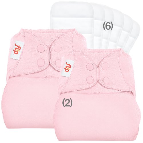 Flip Day Pack: 2 One-Size Snap Closure Diaper Covers & 6 One-Size Stay-Dry Inserts - Blossom On Sale