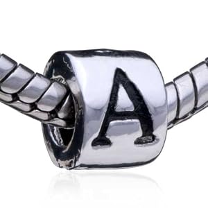 Buy Pandora Bead and Bracelet Fit - Cylindrical-Shaped Letter A European Charm Beads by Pugster
