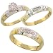 10k Gold 3-Piece Trio His (5.5mm) & Hers (4mm) Diamond Wedding Band Set
