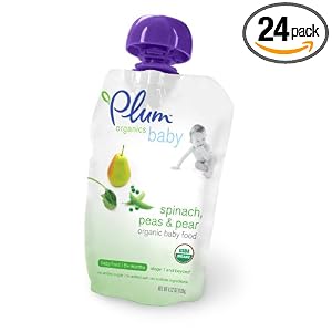 Plum Organics Baby Food, Spinach, Peas & Pear, 4.22-Ounce Pouches (Pack of 24)