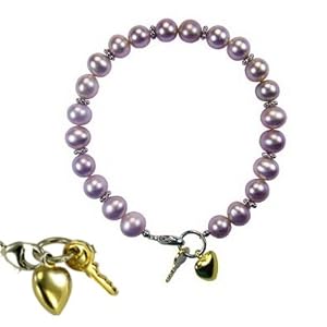 Key to My Heart Silver Charm Cultured Pearl Children Bra