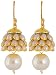 Rajasthani Traditions Gold White Toned Stone Studded Pearl Jhumki Earrings For Women & Girls RS.165.00