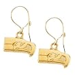 14K Yellow Seattle Seahawks NFL Logo Dangle Earrings