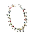 Anklet with Multi Colored Glass Beads and Silver Dangle Beads