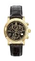 Burgmeister Chronos BM124-222 Unisex Chronograph Uhr Leder schwarz Zifferblatt gold Tag/Datum
