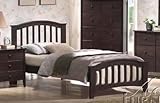 IMAGE OF Twin Size Bed with Slat Design in Dark Walnut Finish