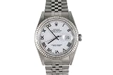 Rolex Mens Stainless Steel Datejust-White Roman Numeral Dial