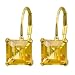 14k Yellow Gold 6mm Citrine Square Stationary Leverback