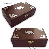 Handmade Wooden Jewelry Box With Elephant shape Metal Engraved & Velvet Lined Inside (Free Shipping) Wbox0068