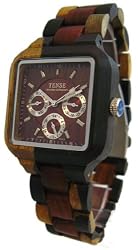 Tense Multicolored Natural Wood Square Dial Watch Multi-Eye B7305IDM