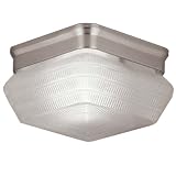 Buy light bulbs for Cheap light bulbs Square ceiling fixture with ribbed frosted glass shade Brushed Nickel light bulbs