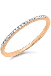 0.08 Carat (ctw) 10k Gold Round White Diamond Ladies Dainty Anniversary Wedding Band Stackable Ring