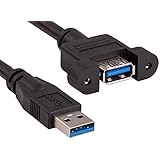 Cable Leader 1ft USB 3.0 Panel-Mount Type A Male to Type A Female Cable