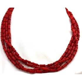 Coral Necklaces 4 Strands Coral Beads Beaded Necklace 17" Long