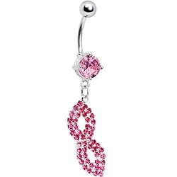 Pink Gem Masquerade Mask Belly Ring
