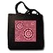 Peach and wine flowers on pink berry damask background - Black Tote Bag JUMBO 20w X 15h X 5d