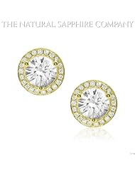 1.82ct. Natural White Sapphire Earrings with 42 Pave Dia 0.19ct. total