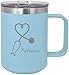 Stethoscope Nurse Personalized Add Your Custom Text Insulated 15 Oz Travel Coffee Mug Customizable (Light Blue)