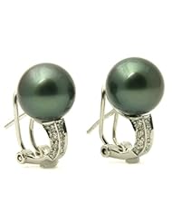 Marie Diamond 18K Tahitian Black Pearl Earrings